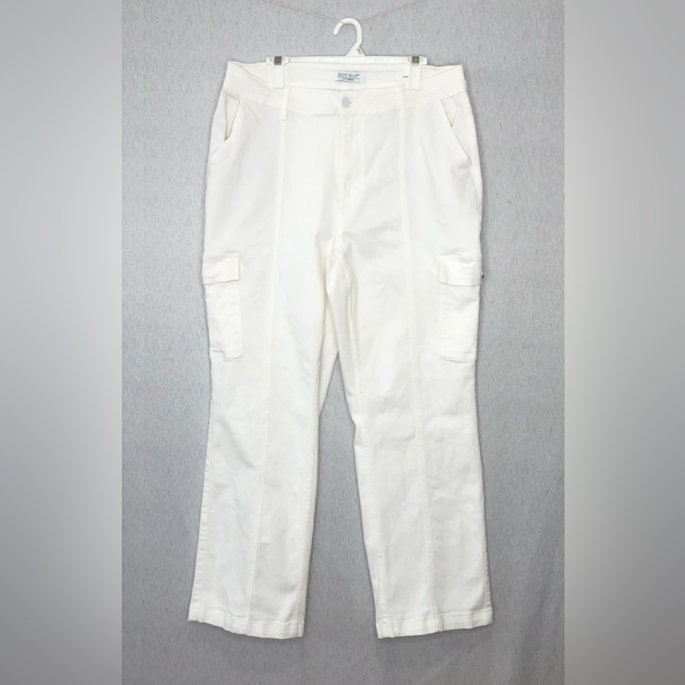 Judy Blue Jeans Women's 18W High Rise Cargo Straight Leg Pants White
